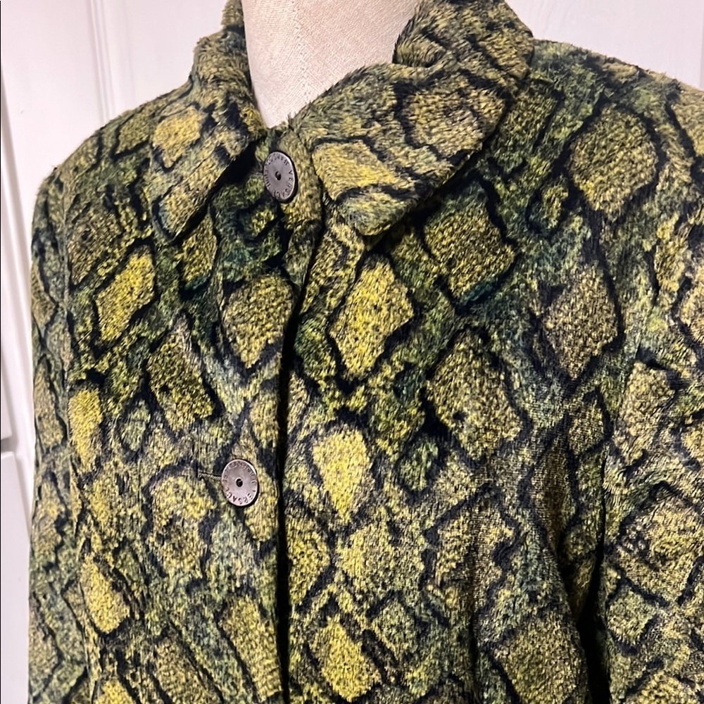Versace vintage Y2K Vibrant green/ yellow Python faux fur Coat size M - Picture 5 of 14